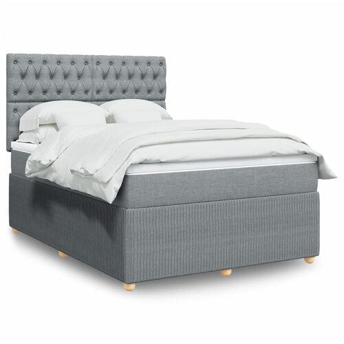vidaXL Box spring posteljni z vzmetnico svetlo siv 140x190 cm blago Cene