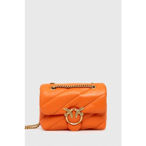 Pinko Usnjena torbica oranžna barva