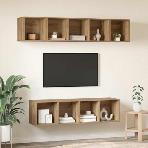  Set TV komoda 4 kom. Umjetnički hrast Konstruirano drvo Slike
