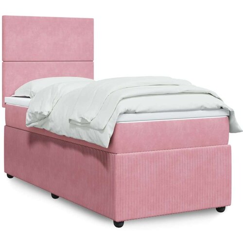 vidaXL Box spring postelja z vzmetnico roza 100x200 cm žamet Cene