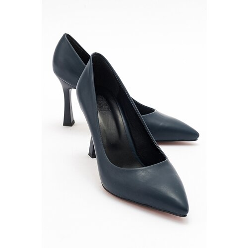 LuviShoes FOREST Women's Navy Blue Skin Heeled Shoes Cene