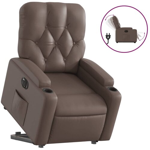 Maison Chic Električni naslanjač - Relax naslanjač s funkcijo vstajanja rjavo umetno usnje, (22061176) Slike