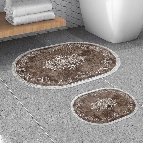  410616-O - Brown Brown Bathmat Set (2 Pieces) Cene