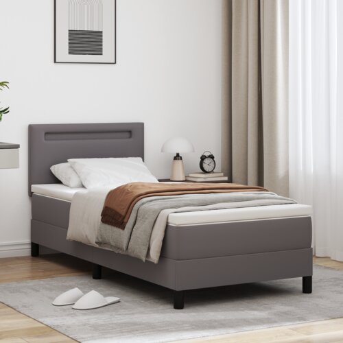 vidaXL Krevet s opruga kutije S LED lampica Siva i bijela 90 x 200 cm Cene