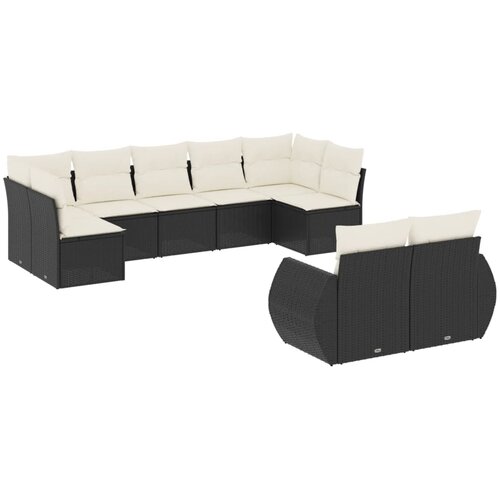  9-dijelni set vrtnih sofa s jastucima crni od poliratana Crna 71 x 62 x 69 cm Slike