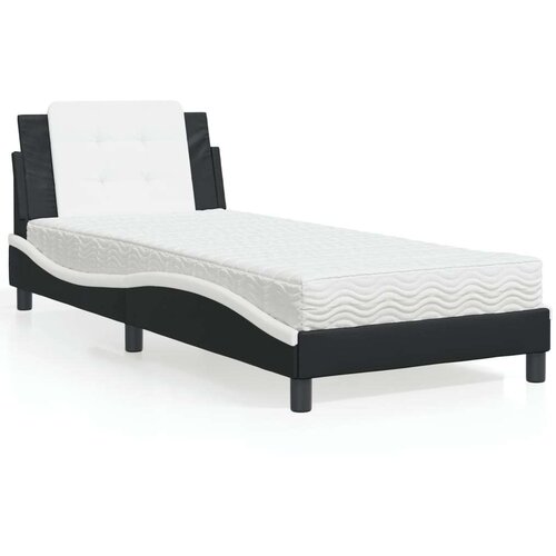  Krevet s madracem crno-bijeli 80 x 200 cm od umjetne kože Cene