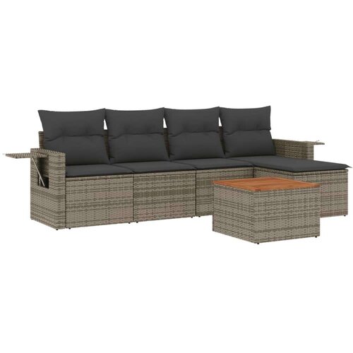 VidaXL 6-dijelni set vrtnih sofa od poliratana s jastucima sivi Slike