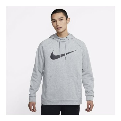 Nike Dri-Fit Swoosh Hoodie, Dark Grey Heather/Black - L, (20490334) Cene