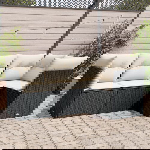 vidaXL 4-dijelni set vrtnih sofa od poliratana s jastucima crni Cijene