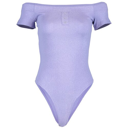 Trendyol Lilac Ribbed Carmen Collar Snap Snap Knitted Slike