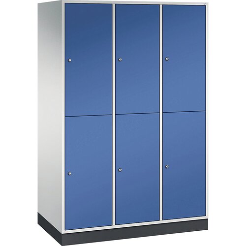 C+P dvonadstropna jeklena garderobna omara intro, šxg 1220 x 600 mm, 6 predelkov, korpus svetlo siv, vrata encijan modra Cene