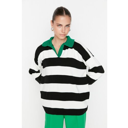 Trendyol Green Polo Neck Oversize Knitwear Sweater Cene