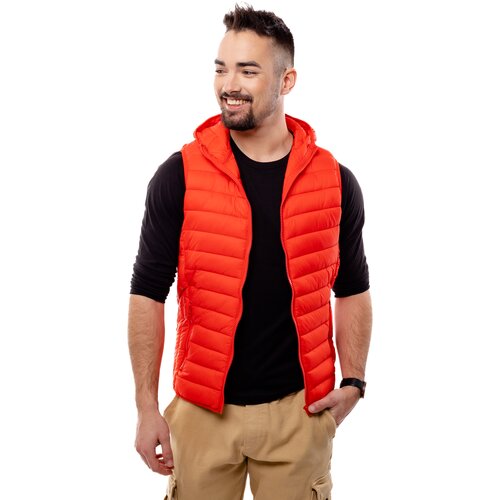 Glano Men's Quilted Vest with Hood - Red Slike