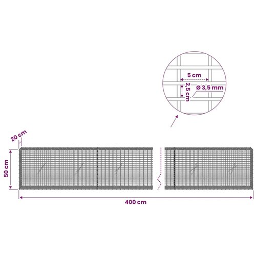  Gabion s žicom debljine 3 5 mm i mrežom 5x2 5 cm 400x20x50 cm - 20 cm 50 cm 400 cm Slike