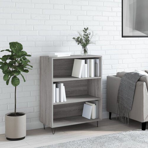 VidaXL Knjižna omara siva sonoma 69,5x32,5x90 cm inženirski les Slike