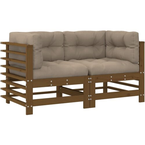 Maison Chic Kotni kavč - Sofa - Kanape z blazinami 2 kosa medeno rjav trdna borovina, (21727872) Cene