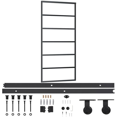  Klizna vrata od stakla ESG i aluminija 90 x 205 cm crna Slike