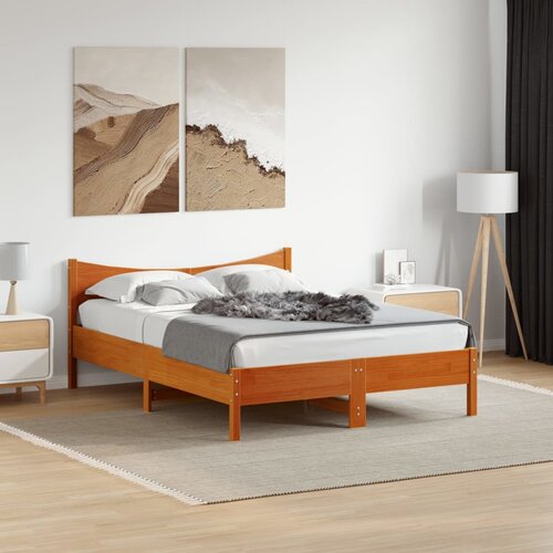 Furnova Posteljni okvir brez vzmetnice vo&amp;scaron;čeno rjav 120x190 cm borovina, (21939267) Slike