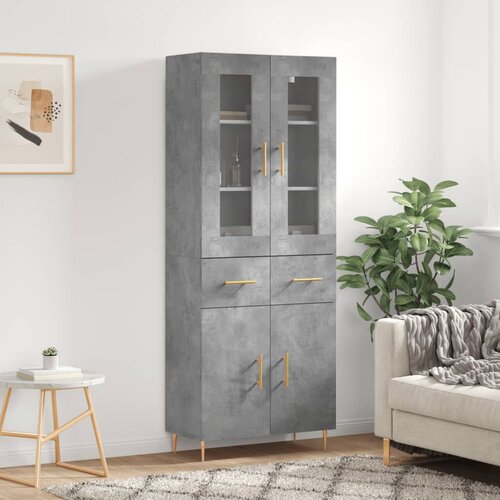 vidaXL Visoka komoda siva betona 69 5x34x180 cm od konstruiranog drva Cijene