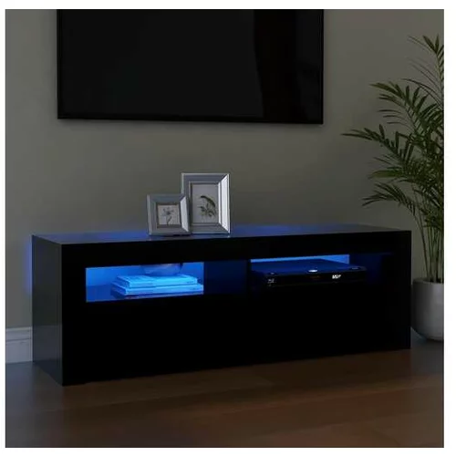  TV omarica z LED lučkami črna 120x35x40 cm