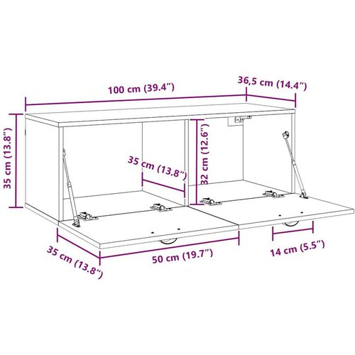  Ormar za Zid Staro drvo 100 x 36.5 x 35 cm Konstruirano drvo Slike