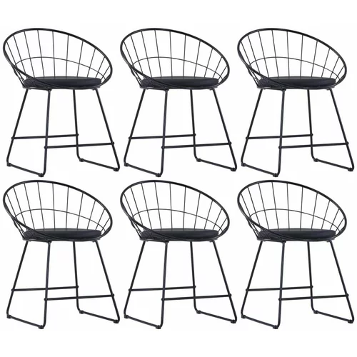 Stolice sa sjedalima od umjetne kože 6 kom crne čelične