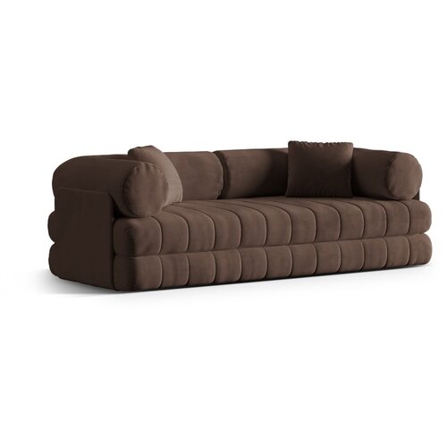 Cosmopolitan Design Rjava žametna raztegljiva sedežna garnitura 206 cm Kemi &amp;ndash; Slike