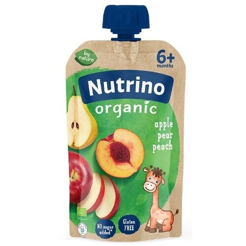 Nutrino organski pauč jabuka,kru&amp;scaron;ka, breskva 6+ meseci, 100g Slike