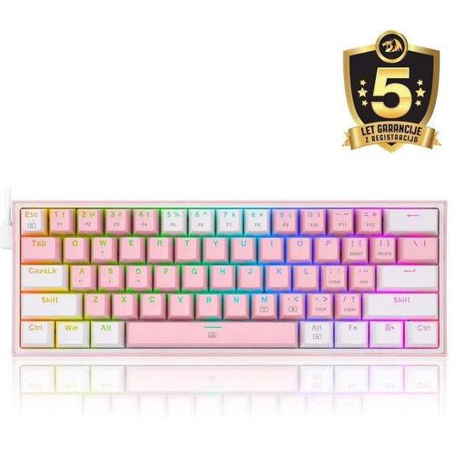 Redragon FIZZ RAINBOW K617 RGB MEHANSKA TIPKOVNICA ROZA/BELA - RDEČA STIKALA Slike