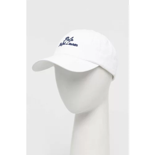 Polo Ralph Lauren Bombažna bejzbolska kapa bela barva