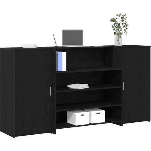  Recepcijski stol crni hrast 200x50x103,5 cm inženjerski drvo Slike