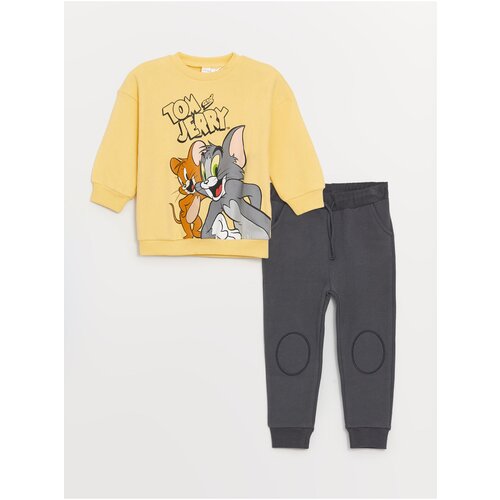 LC Waikiki Crew Neck Tom & Jerry Printed Baby Boy Sweatshirt and Sweatpants Set Slike