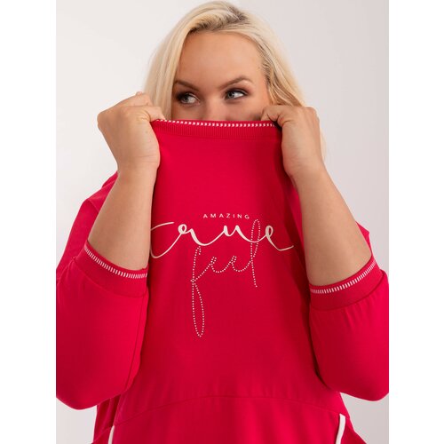Fashion Hunters Plus size red casual blouse with appliqu&amp;eacute; Slike