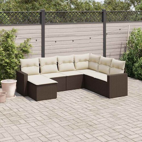  7-dijelni set vrtnih sofa od poliratana s jastucima smeđi Cijene