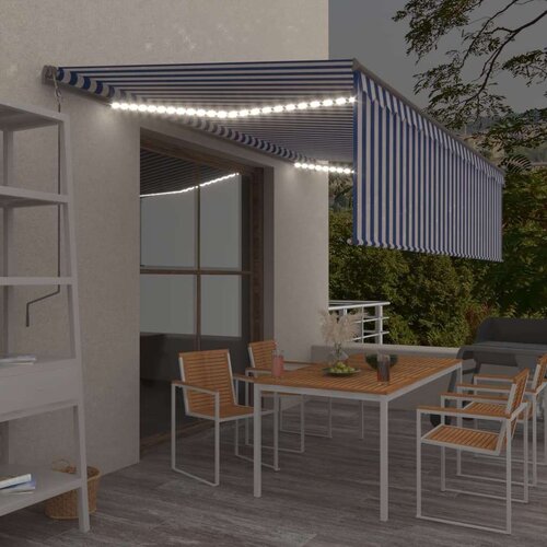  Automatska tenda s roletom i senzorom LED 5 x 3 m plavo-bijela Cijene