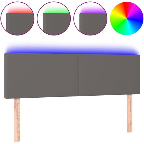  LED uzglavlje sivo 144 x 5 x 78/88 cm od umjetne kože Slike