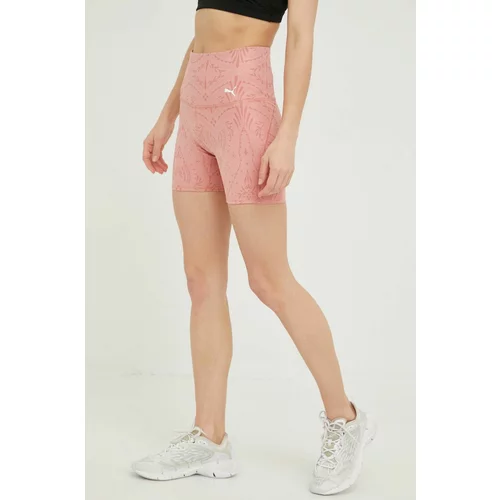 Puma Kratke hlače za trening Studio za žene, boja: ružičasta, s uzorkom, srednje visoki struk