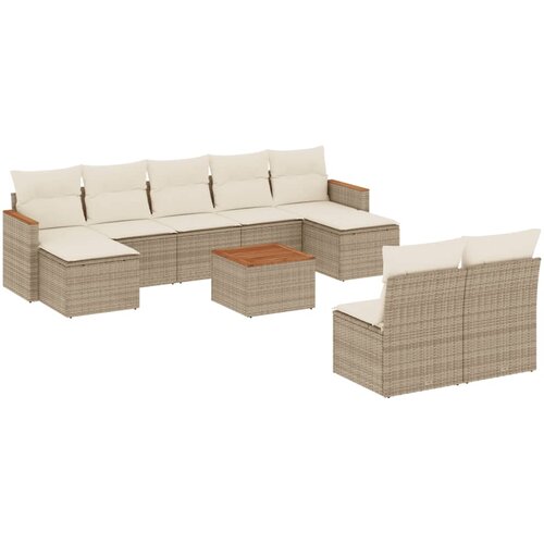  10-dijelni set vrtnih sofa s jastucima bež od poliratana 62 x 62 x 69 cm Slike