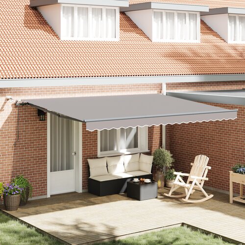 vidaXL avtomatska retraktibilna tenda z LED svetlo siva 450x300 cm, nadomestna tenda za okvir 4,5x3 m svetlo siva Cene