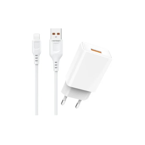Denmen DC01L Punjač za mobilne 2,4A + Lightning kabl BELI Cene
