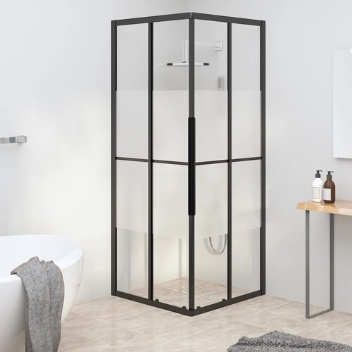 The Living Store Tuš kabina napol mlečno steklo ESG 80x80x180 cm črna - Tuš Kabina, (21750923) Cene
