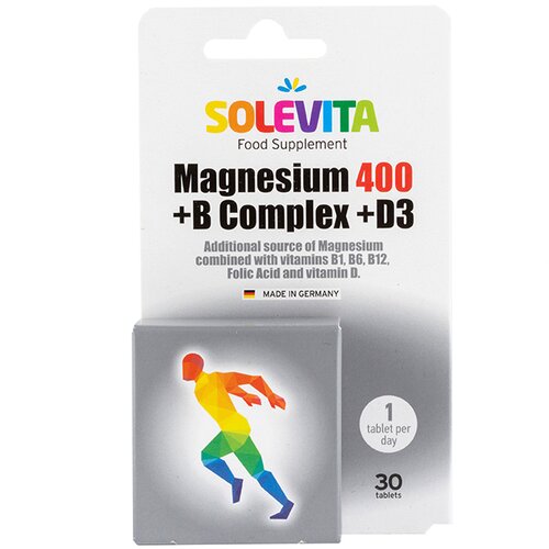 SOLEVITA magnesium 400 + b complex + vitamin D3, tablete Slike