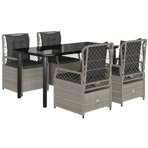  5-dijelni vrtni blagovaonski set od poliratana s jastucima sivi Siva 160 x 80 x 74 cm Slike