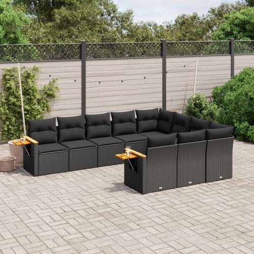 vidaXL 10-dijelni set vrtnih sofa s jastucima crni od poliratana Cijene