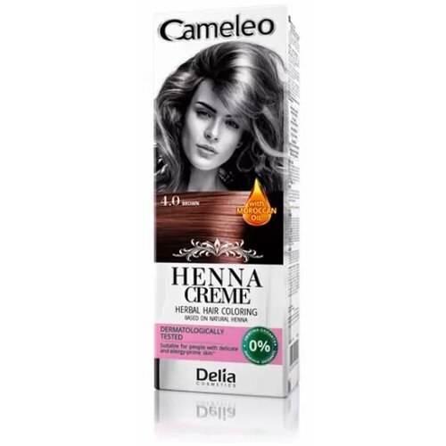 Cameleo farba za kosu bez amonijaka, na bazi prirodne kane (hene) 4.0 smeđa 75 g - delia Cene