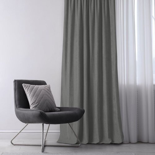  Curtain MILANA color gray style classic transparent wave tape 7 cm chenille 560x225 HOMEDE Slike