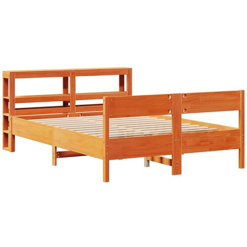 VidaXL Posteljni okvir z vzglavjem vo&amp;scaron;čeno rjava 160x200 cm borovina, (21303659) Slike