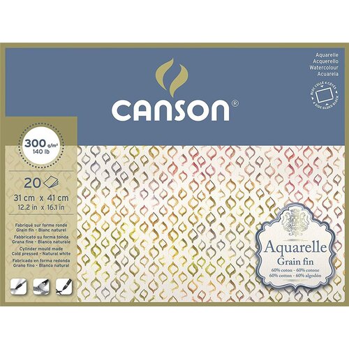 Canson Blok akvarelni Aquarelle 31x41 cm 300 g, 20 listni, Cold Pressed, (22005335) Cene