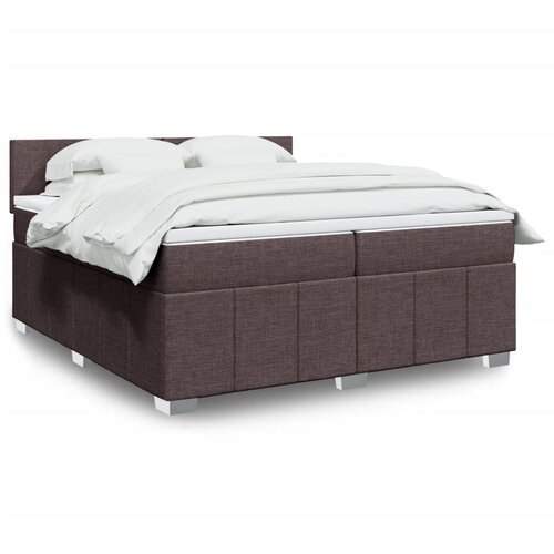  Krevet s oprugama i madracem tamnosmeđi 200x200 cm od tkanine Slike