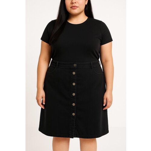 Fenzy Plus Size Traper Suknja S Gumbima, Crna Cijene